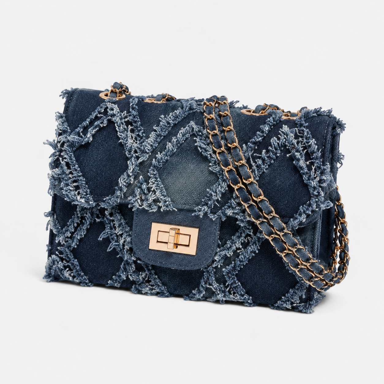 Women’s Blue Distressed Shoulder Bag