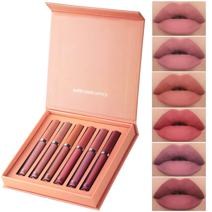 Matte Lip Gloss Set 6-Color Lipstick Holiday Gift Box Set
