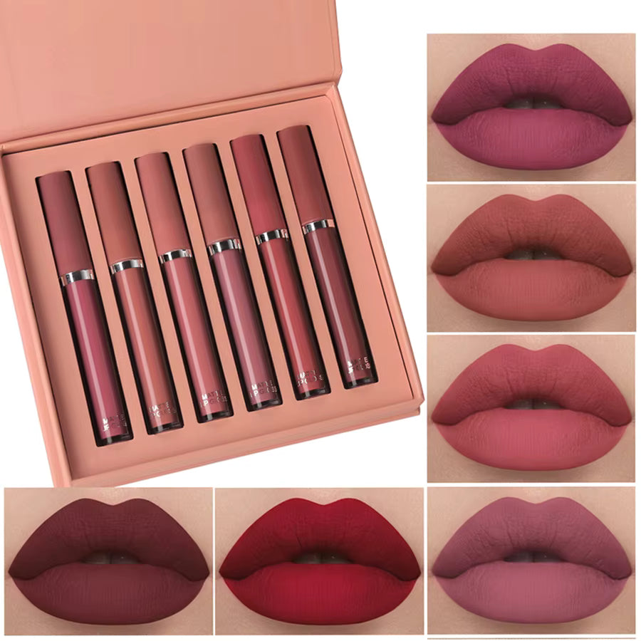 Matte Lip Gloss Set 6-Color Lipstick Holiday Gift Box Set